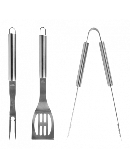 3 accessoires plancha manches Soft-Touch (pince, spatule et